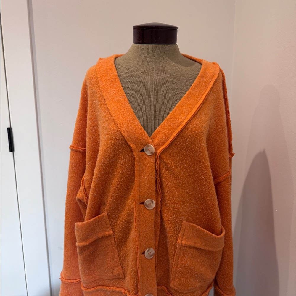 Urban Outfitters Orange Button-Up Sweater